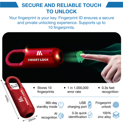 TTM® SecureLock 360 Mini Smart Biometric Padlock