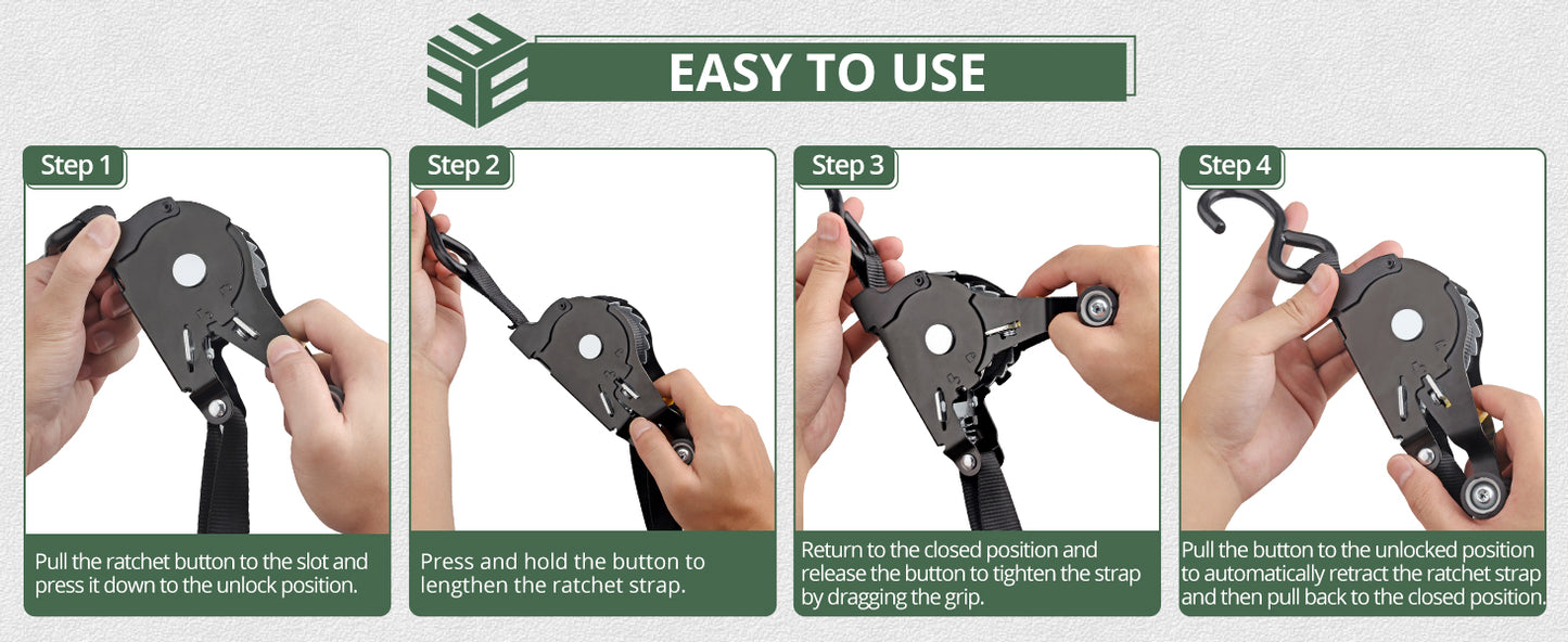 TTM™ Retractable Ratchet Straps